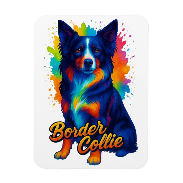 Magnet Flexible Border Collie Pop Art Vibrant (Vertical)