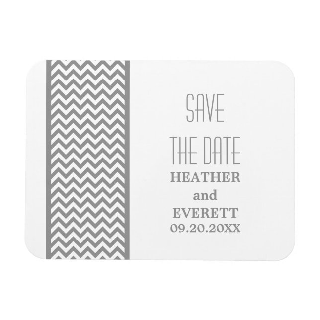 Magnet Flexible Bordure Chevron Enregistrer l'aimant de date, gris (Horizontal)