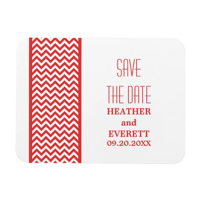 Magnet Flexible Bordure Chevron Enregistrer l'aimant de date, roug (Horizontal)