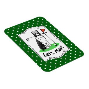 Magnet Flexible Bordure Collie Chien Jouer Golf (noir & blanc) Amu