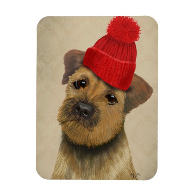 Magnet Flexible Bordure Terrier avec Casquette roux (Vertical)