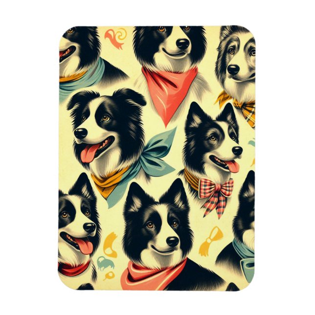 Magnet Flexible Bordure vintage Collie sans fil (Vertical)