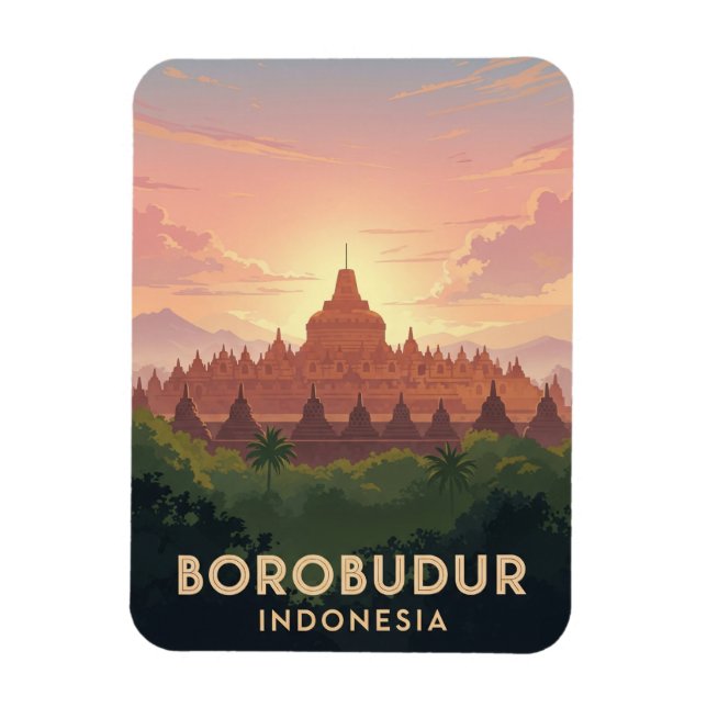 Magnet Flexible Borobudur Indonésie patrimoine mondial de l'Unesco (Vertical)
