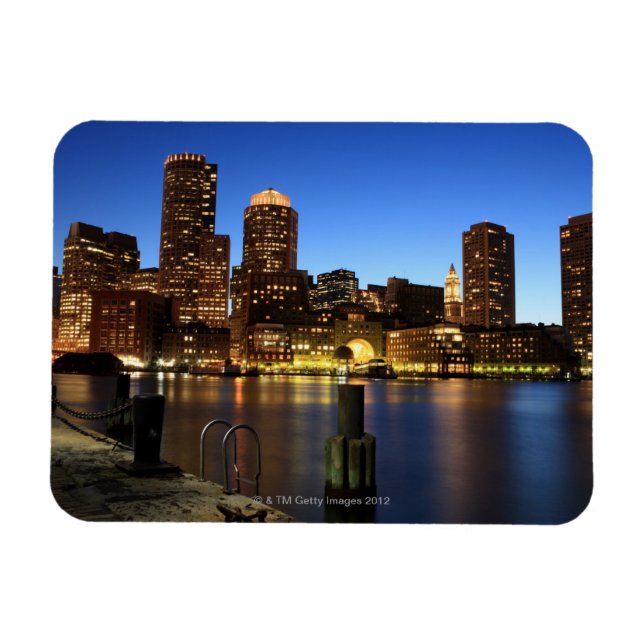 Magnet Flexible Boston Harbour et skyline. Boston est l'un des 7 (Horizontal)