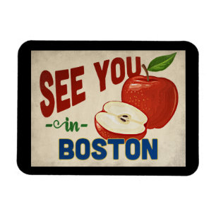 Magnet Flexible Boston Massachusetts Apple - Vintage voyage