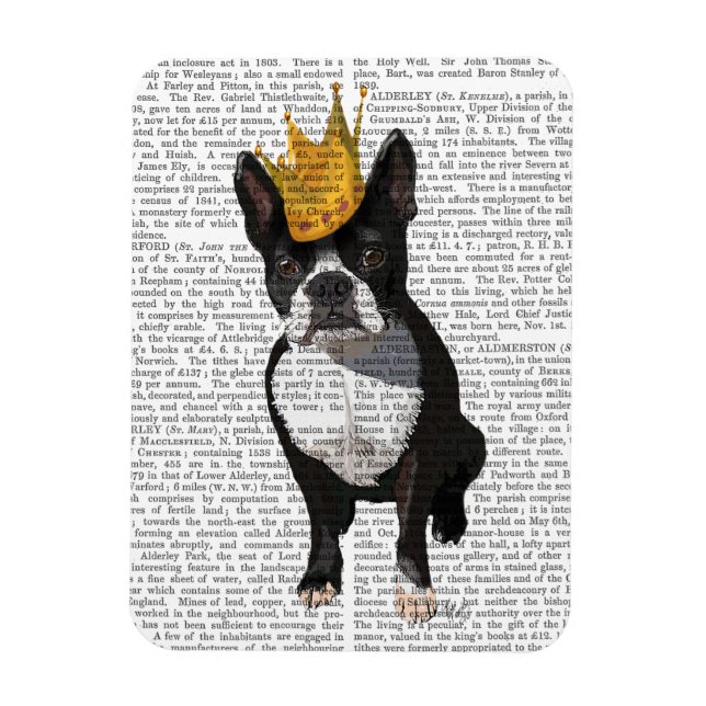 Magnet Flexible Boston Terrier Et Crown (Vertical)