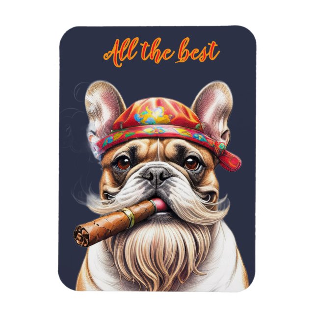 Magnet Flexible Bouledogue français Hippie (Vertical)