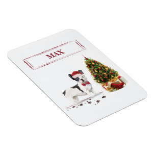 Magnet Flexible Bouledogue français noir et blanc de Noël