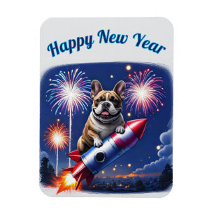 Magnet Flexible Bouledogue français Nouvel An French Bulldog