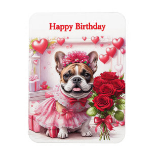 Magnet Flexible Bouledogue français roses French Bulldog