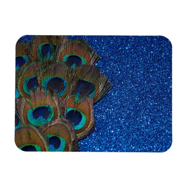 Magnet Flexible Bouquet bleu Peacock Glitt Still Life (Horizontal)