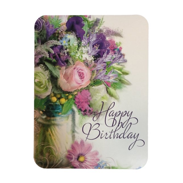 Magnet Flexible Bouquet de fleurs Joyeux Aimant Anniversaire (Vertical)