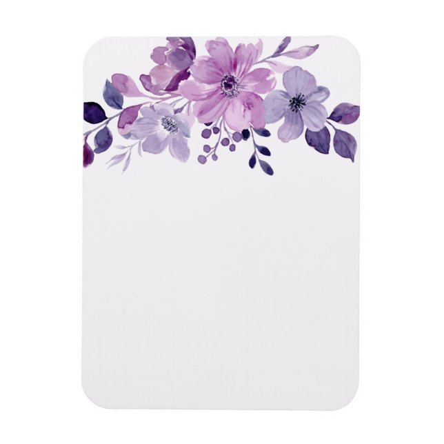 Magnet Flexible Bouquet de fleurs violettes à l'aquarelle  (Vertical)