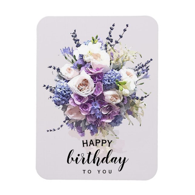 Magnet Flexible Bouquet vintage | Calligraphie d'anniversaire Cust (Vertical)