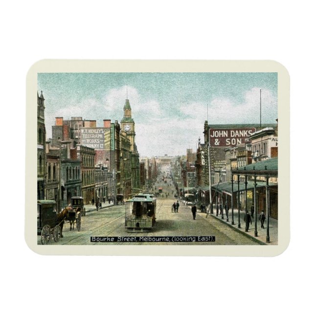 Magnet Flexible Bourke St., Melbourne, Australie Style Vintage (Horizontal)