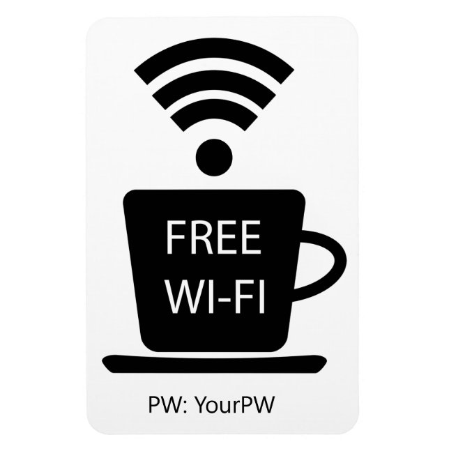 Magnet Flexible Boutique de café texte personnalisé Wi-Fi gratuit (Vertical)