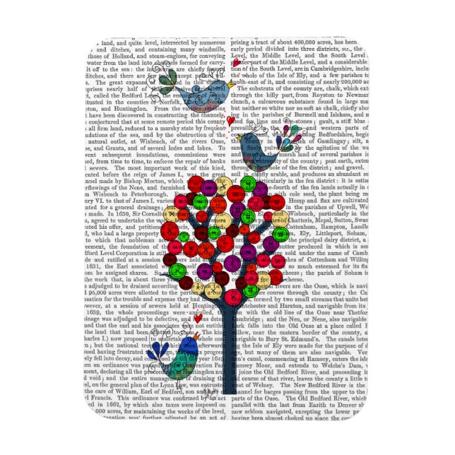 Magnet Flexible Bouton Arbre et oiseaux Bleu (Vertical)