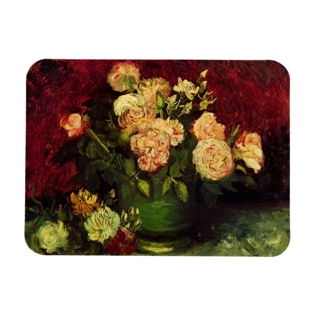 Magnet Flexible Bowl avec Peonies et Roses par Vincent van Gogh (Horizontal)