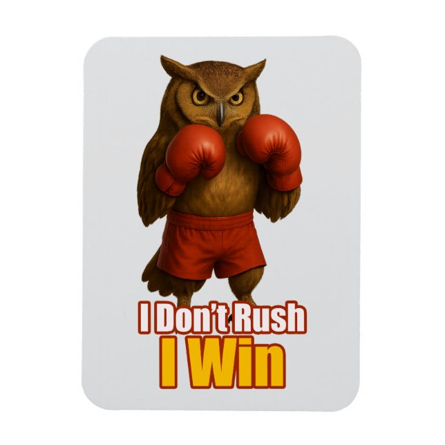 Magnet Flexible Boxing Owl  Win with Patience (Vertical)