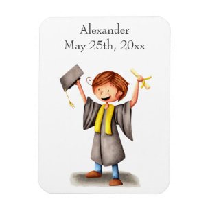 Magnet Flexible Boy Black Yellow Regalia Illustration Graduation
