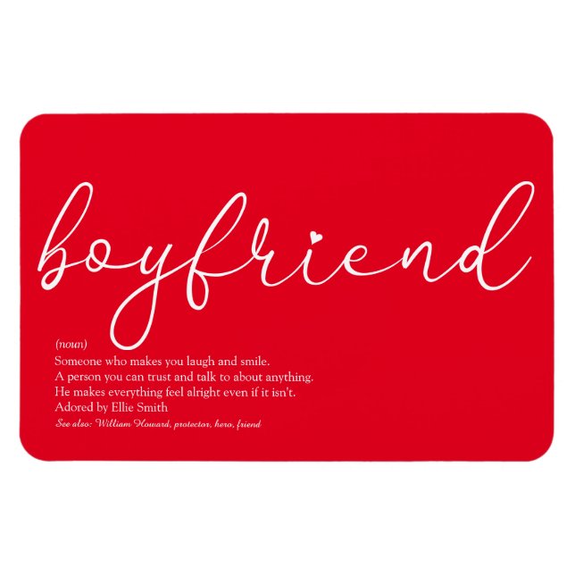 Magnet Flexible Boyfriend Définition Script Amour Coeur Rouge (Horizontal)