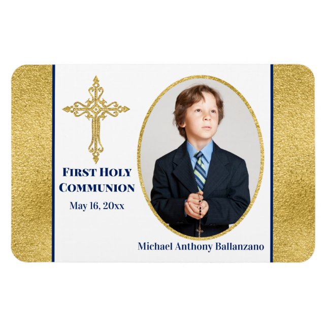 Magnet Flexible Boys Gold White Marine Holy Communion (Horizontal)