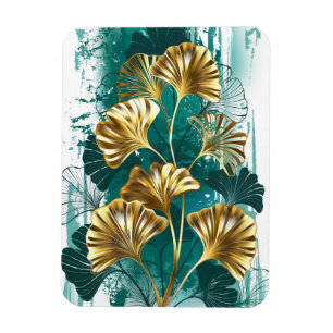 Magnet Flexible Branche avec Feuilles d'or Ginko Biloba