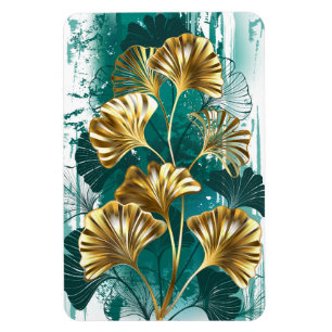 Magnet Flexible Branche avec Feuilles d'or Ginko Biloba