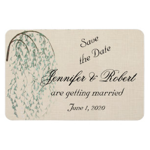 Magnet Flexible Branche de saule sur mariage de lin Enregistrer la