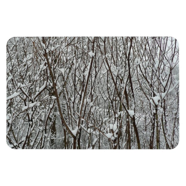 Magnet Flexible Branches couvertes de neige Abstraite hivernale (Horizontal)