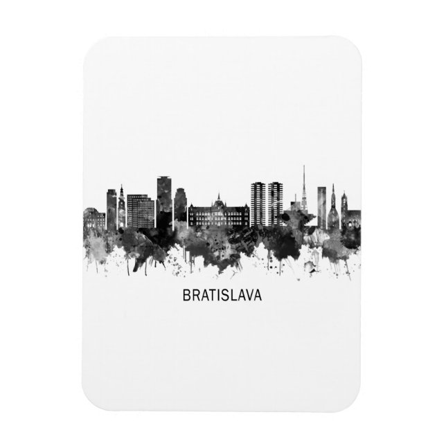 Magnet Flexible Bratislava Slovaquie Skyline BW (Vertical)