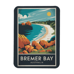 Magnet Flexible Bremer Bay Australie Illustration Voyage Art Retro