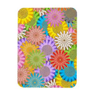 Magnet Flexible Bright Colorful Occupé Chaotique Hippy Flower Moti