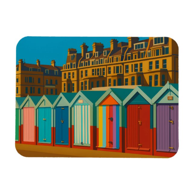 Magnet Flexible Brighton Beach Huts - Imprimer de bord de mer colo (Horizontal)