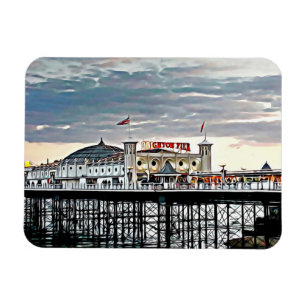 Magnet Flexible Brighton Pier et ciel nuageux Peinture numérique