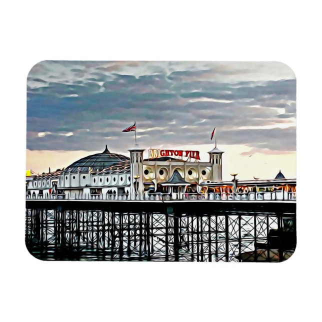 Magnet Flexible Brighton Pier et ciel nuageux Peinture numérique (Horizontal)