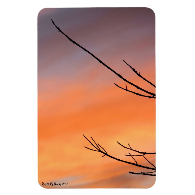 Magnet Flexible Brindilles avec coucher de soleil orange, rouge, v (Vertical)