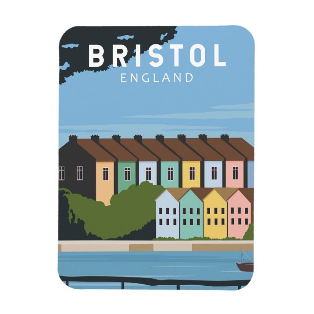 Magnet Flexible Bristol England Retro Travel Art Vintage (Vertical)