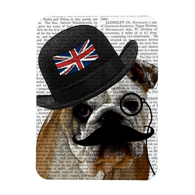 Magnet Flexible British Bulldog et Bowler Casquette (Vertical)