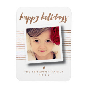 Magnet Flexible Bronze Happy Holidays Script Christmas Photo Card
