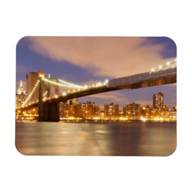 Magnet Flexible Brooklyn Bridge et Manhattan à la nuit. (Horizontal)