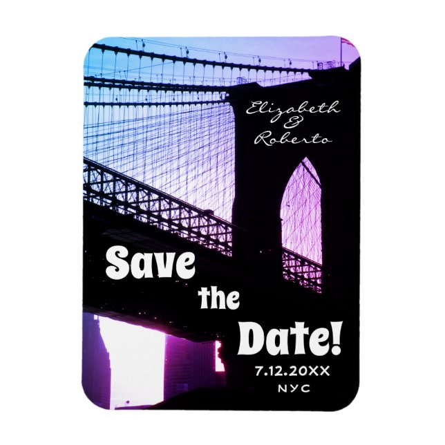 Magnet Flexible Brooklyn Bridge NYC Enregistrer la date (Vertical)
