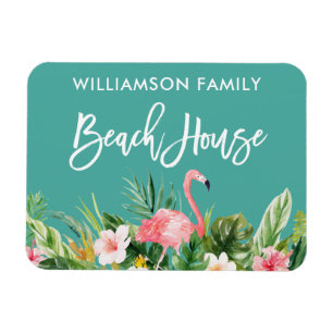 Magnet Flexible Brosse Script Tropical Floral Family Beach House