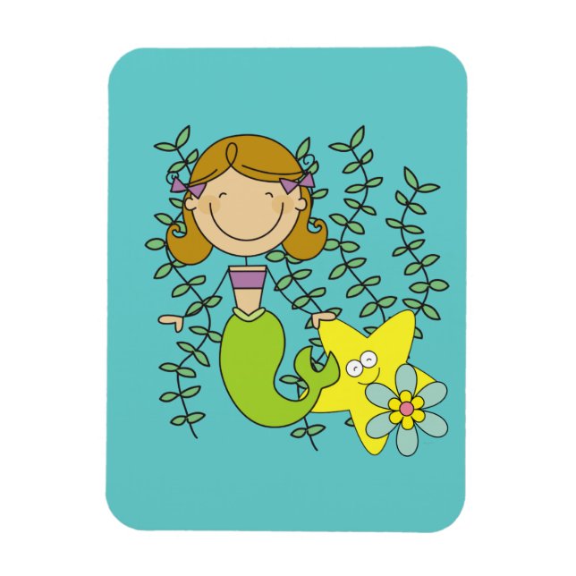 Magnet Flexible Brown Haired Mermaid (Vertical)