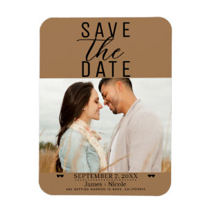 Magnet Flexible Brown moderne Enregistrer la date Photo Mariage