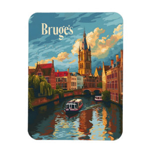 Magnet Flexible Bruges Belgique Art vintage