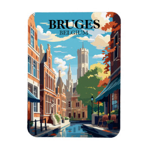 Magnet Flexible Bruges Belgique Illustration de voyage