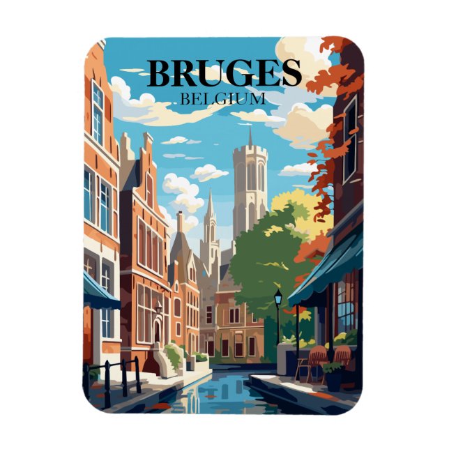 Magnet Flexible Bruges Belgique Illustration de voyage (Vertical)