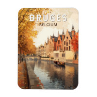 Bruges Belgique Illustration Voyage Art Vintage