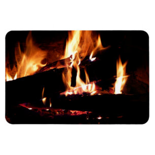 Magnet Flexible Bûches dans la cheminée Photographie de feu chaud